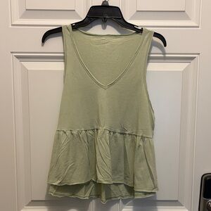American Eagle Outfitters Light Green Peplum Tank Top